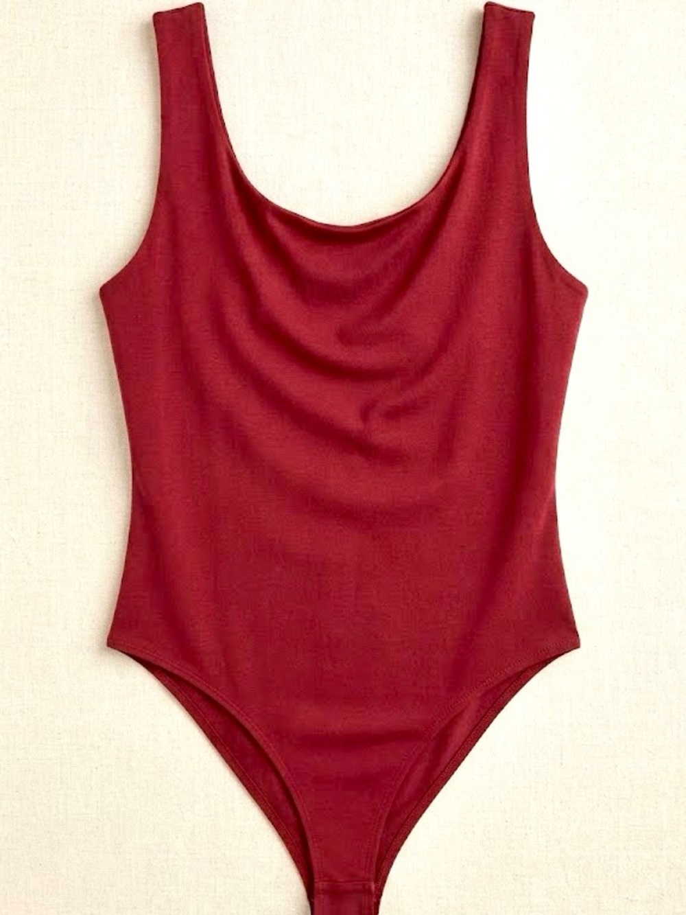 Rich Burgundy Scoop Neck Sleeveless Bodysuit